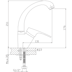Смеситель для кухни, латунь, хром HB1216