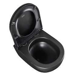 GLAZER Унитаз подвесной, безободковый с сиденьем микролифт, смыв вихревой Торнадо 3.0,черный матовый