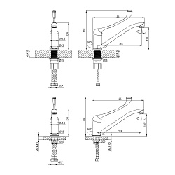PROJECT Смеситель для раковины/кухни с локтевой рукояткой, с поворотным изливом, латунь/хром