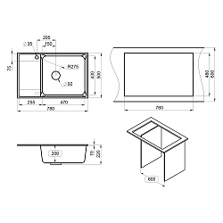Мойка кухонная Point Этна 78 черный