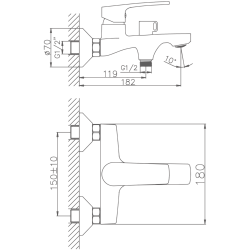 Смеситель для ванны, латунь, хром HB60587