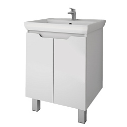 DREJA.eco Тумба Q PLUS (D), 55 см, подвесная/напольная, 2 дверцы, с опорами, бел. глянец (Дрея Q 55)