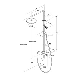 Душевая система с тропическим душем, Stripe, Milardo, STRSB1FM06