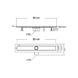 Душевой лоток SAY OPTIMA 601.80.B.M.S.DUZ, 80 см, матовый черный, , шт