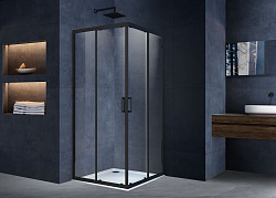 Душевой уголок Alpha VSS-3AL100CLB, 1000*1000, черный, стекло прозрачное, , шт