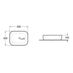 Раковина керамическая Vincea VBS-107, 560*420*145, накладная, цвет белый, , шт