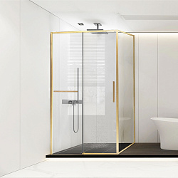 Душевой уголок Slim Soft VSR-1SS8013CLG, 1300*800, брашированное золото, стекло прозрачное, , шт