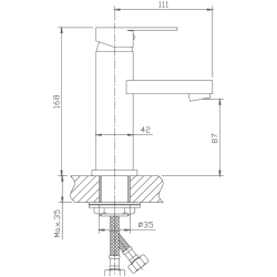 Смеситель для раковины, латунь, хром HB1002
