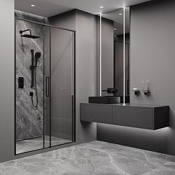 Встраиваемый смеситель с двумя выходами с управлением Push Control, черный матовый, Slide, IDDIS, SL