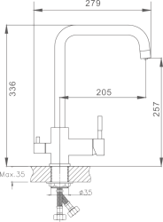 Смеситель для кухни с подключением фильтра, нержавеющая сталь, сатин HB43829