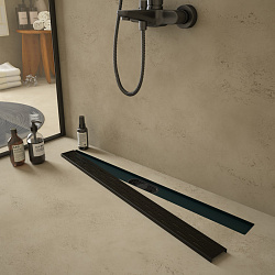 Corpa Nera Grossi/Гросси душевой трап 80 см с гидрозатвором, решетка из нержавеющей стали, черный