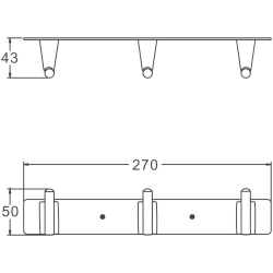 Планка с крючками (3), хром B91115-3