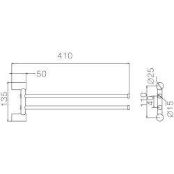Держатель для полотенец, двойной, поворотный 400 мм, бронза HB8412-4