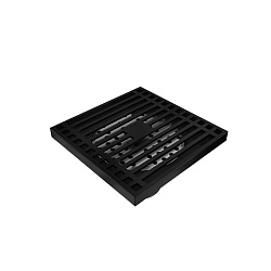 Corpa Nera Grossi/Гросси душевой трап 10х10 с сухим затвором, вертикальный выпуск, черный