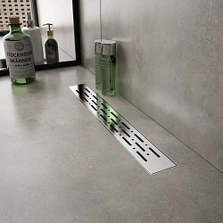 Corpa Nera Grossi/Гросси душевой трап 50 см с гидрозатвором, решетка из нержавеющей стали, хром