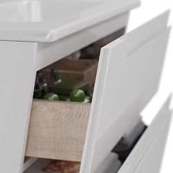 Тумба Lemark MIANO, 100 см под 1 раковину, подвесная, 2 ящика, цвет корпуса, фасада: Белый глянец