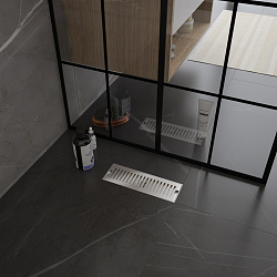 Corpa Nera Grossi/Гросси душевой трап 10х30 с сухим затвором, вертикальный выпуск, нержавеющая сталь