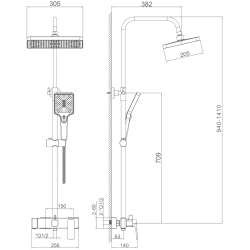 Душевая система, черный, HB24512-7
