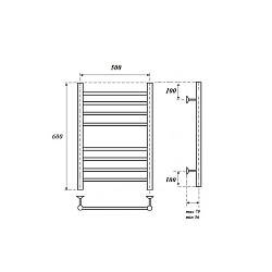 Полотенцесушитель электрический Point Аврора PN10156SE П8 500x600 левый/правый, хром