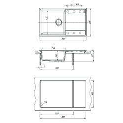 IMANDRA 840 Мойка кухонная из кварцгранита цвет: шампань  комплектация: крепеж, сливная арматура с п