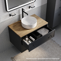 Тумба подвесная, со столешницей МДФ, дуб верона, 80 см, темно-серый, Torr, IDDIS, TOR80DVi95K