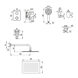 BRONX Встраиваемый  термостатический смеситель с верхним душем, латунь/графит, LM3749GM