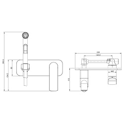 ВЫВОД ALLEGRO Встраиваемый смеситель с гигиеническим душем, латунь/хром/белый