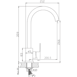 Смеситель для кухни, нержавеющая сталь HB70802
