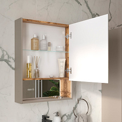 Шкаф зеркальный Gleam 60.1D, амарок /дуб вотан