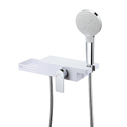 ВЫВОД UNIBOX Смеситель для душа, лейка для душа 3 режима, латунь/белый акрил, LM6903CW