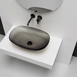 Раковина прозрачная Vincea VBS-6T12B, 540*360*150, накладная, цвет черный, , шт