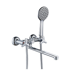 plus SPIRITСмеситель универсал с плоским изливом 30см, двуруч, поворотный переключатель, латунь/хром