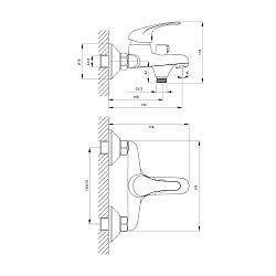 Смеситель для ванны с коротким изливом, поворотный переключатель, латунь/хром, A35-30