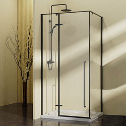 Душевой уголок Slim-N VSR-5SN9090CLB, 900*900, черный, стекло прозрачное, , шт