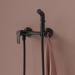 Смеситель с гигиеническим душем, матовый черный, Ray, IDDIS, RAYBL00i08