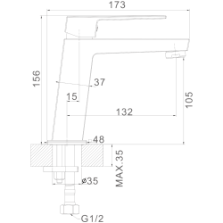 Смеситель для раковины, высокий, латунь, хром HB11191