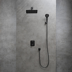 BRONX Встраиваемый  термостатический смеситель с верхним душем, латунь/чёрный, LM3749BL