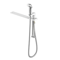 Смеситель  с гигиеническим душем, устанавливаемый на унитаз, хром/белый