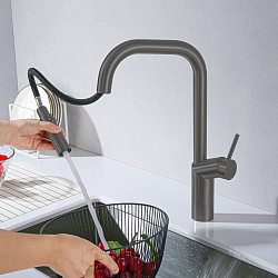 Смеситель для кухни Vincea VKF-107GM, вороненая сталь, , шт