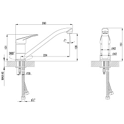 Смеситель для кухни с поворотным изливом, высота излива 13 см, длина 23 см, латунь/хром LM3104C