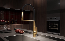 Смеситель для кухни Vincea VKF-118BG, брашированное золото, , шт