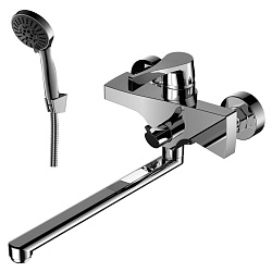 Смеситель универсальный с плоским изливом 32 см, поворотный переключатель, 3-х реж.лейка, RS34-32