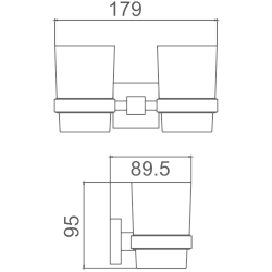 Держатель стакана , двойной, матовое стекло, черный HB8908
