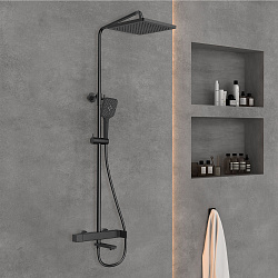 Душевая стойка Cube VSFS-1C1MB с изливом, черный, , шт