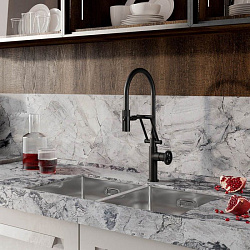 Смеситель для кухни с гибким изливом, черный матовый, Grange, IDDIS, GRABLFLi05