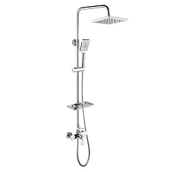 Термостатическая душевая система с верхним душем 20х20 см, регулируемая высота 0,9~1,5м, латунь/хром