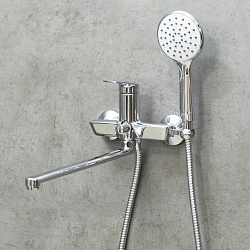 VERBA Смеситель универсальный с плоским изливом 35 см, кнопочный переключатель, латунь/хром,LM11451C