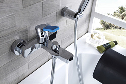 ВЫВОД AURA Смеситель для ванны с коротким изливом, поворотный переключатель, латунь/хром