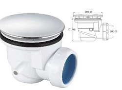 G410H CИФОН ДЛЯ ДУШ.ПОДДОНА С ХРОМИРОВАННЫМ ВЫПУСКОМ д.65 БЕЗ ОТВОДА