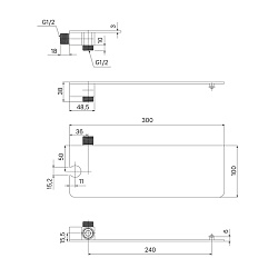 Выход для шланга с держателем для лейки и полкой, черный, IDDIS, SLIAB00i62